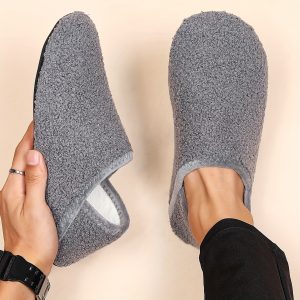 Soft Plush Cozy House Slippers Anti-skid Slip-on Shoes Indoor For Men Winter Shoes