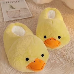 Kawaii Cartoon Duck Home Slippers, Novelty Slip On Backless Soft Sole Warm Shoes, Non-slip Mute Indoor Shoes