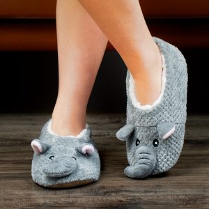 Cute Elephant Design Slippers, Casual Slip On Plush Lined Shoes, Comfortable Indoor Home Slippers