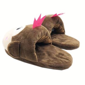 Cute Monkey Cartoon Slippers, Closed Toe Indoor Fuzzy Floor Shoes, Cozy Winter Warm Home Novelty Slippers