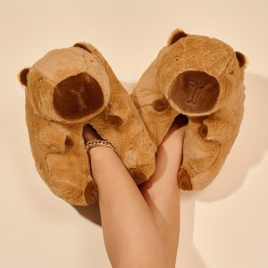 Cute Cartoon Design Slippers, Casual Slip On Plush Lined Shoes, Comfortable Indoor Home Novelty Slippers