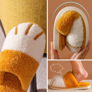 Cute Cat Paw Design Slippers, Casual Slip On Plush Lined Shoes, Comfortable Indoor Home Slippers for Koningsdagu002FKing's Day