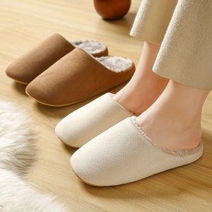 Velvet Soft Soled Slippers, Silent And Non Slip Couple Slippers, Men's And Women's Wooden Floor Office And Home Slippers