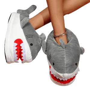 Cute Cartoon Shark Plush Slippers, Funny Animal Indoor Novelty Slippers, Winter Warm Home Slippers